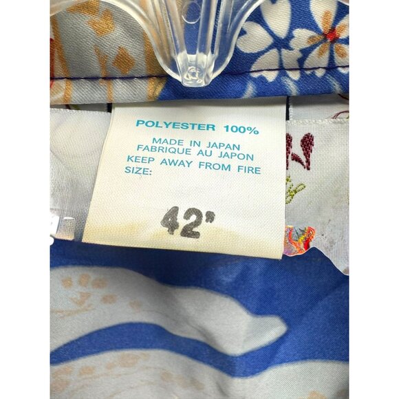 Vintage Ichi Ban Japanese Kimono Robe With Scenic Print & Tie Belt - Size 42 - Picture 11 of 14